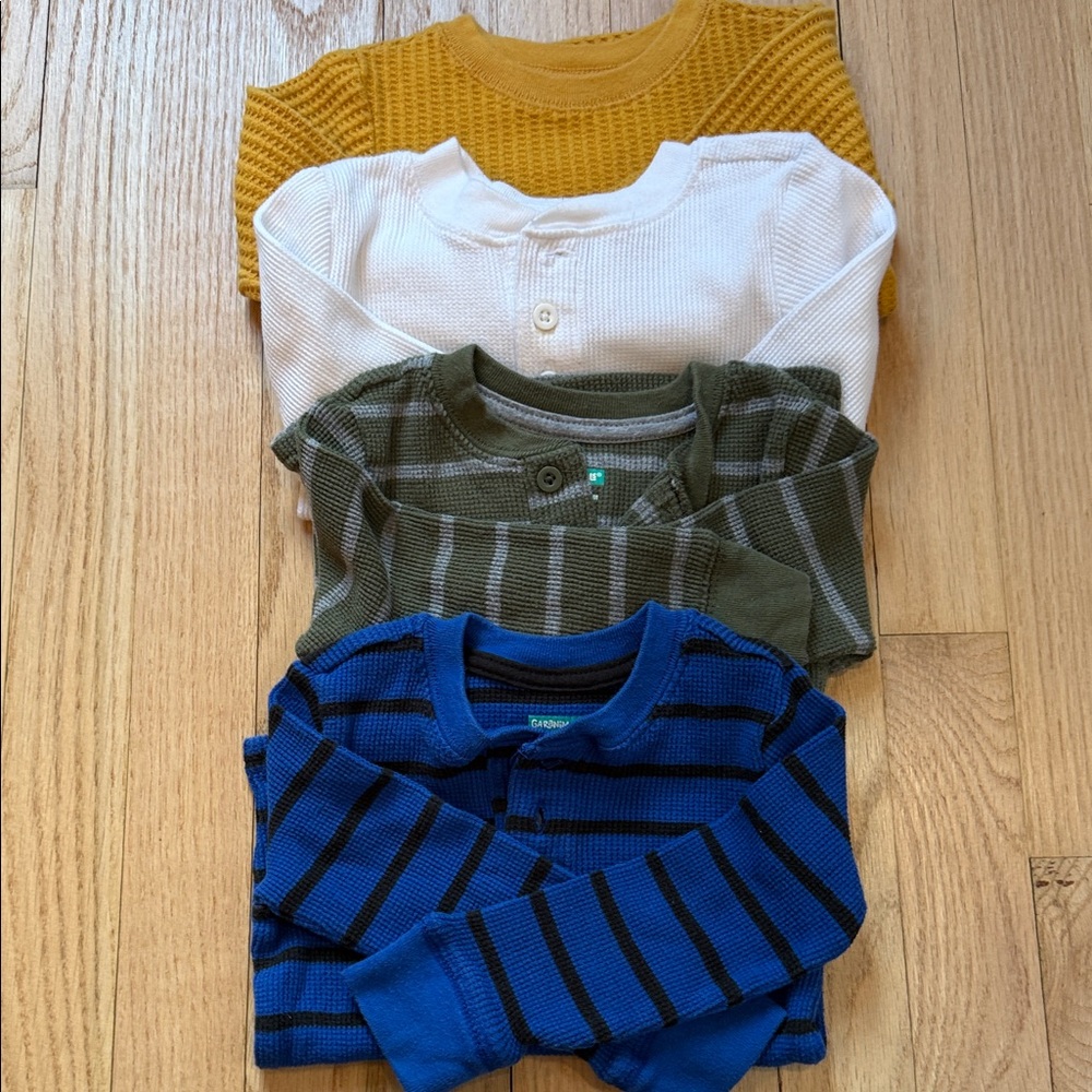 Garanimals Toddler Long-Sleeve Thermal Top Bundle - Blue, Olive, White, Mustard